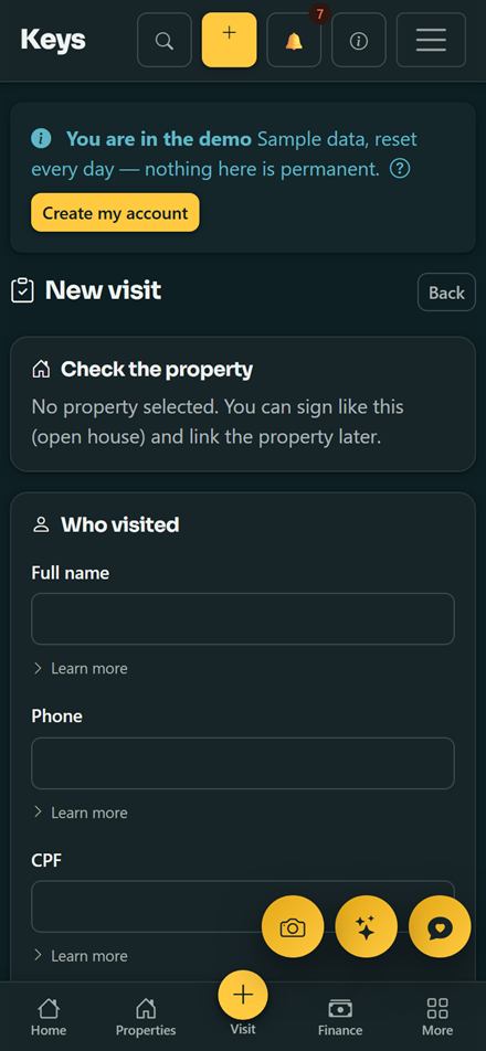 Keys visit slip on a phone