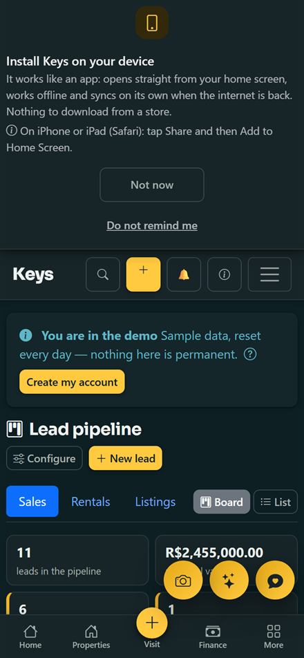 Keys lead funnel on a phone