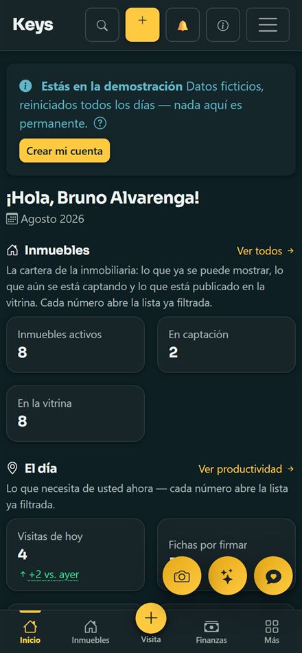 El mismo panel de Keys en el móvil